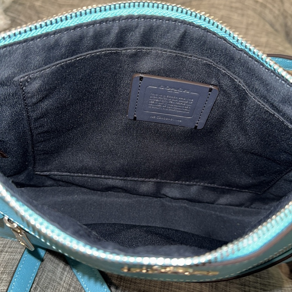 Coach Bag Teal Blue Leather Crossbody Bag with Silver Accents Hardware - Picture 12 of 17